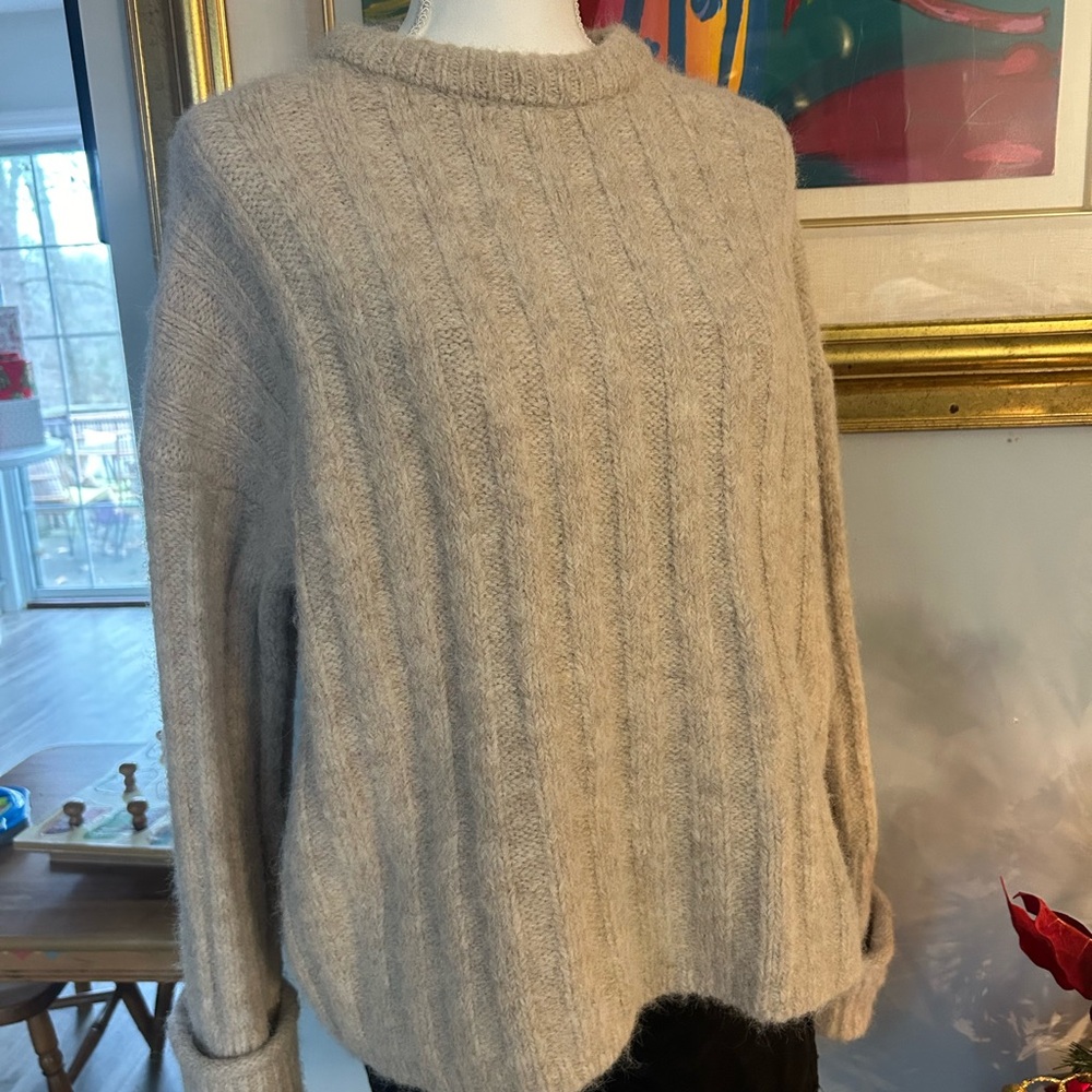 Wool Blend Crew Neck Sweater